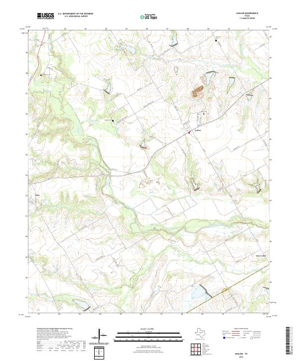 Avalon, TX — USGS 7.5-minute topo (2022)