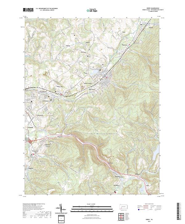 Derry, PA — USGS 7.5-minute topo (2023)