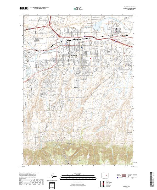Casper, WY — USGS 7.5-minute topo (2021)
