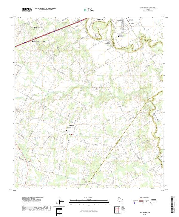Saint Hedwig, TX — USGS 7.5-minute topo (2022)