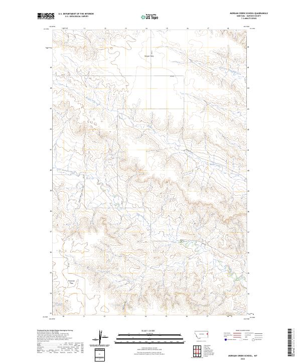 Morgan Creek School, MT — USGS 7.5-minute topo (2024)