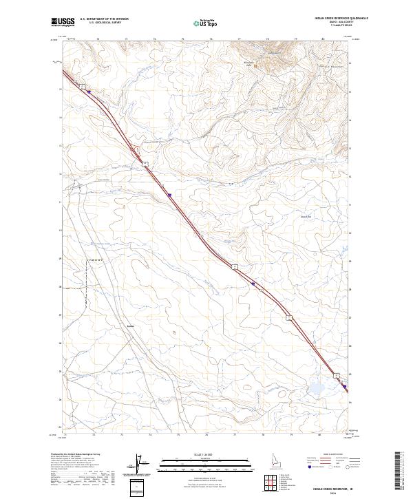 Indian Creek Reservoir, ID — USGS 7.5-minute topo (2024)