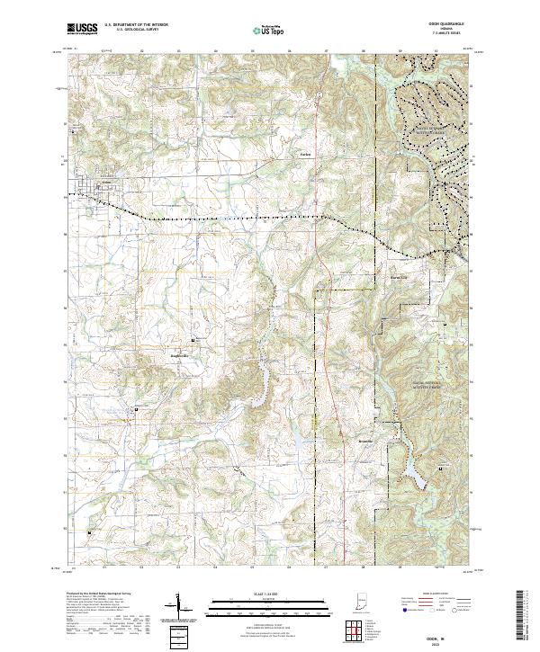 Odon, IN — USGS 7.5-minute topo (2022)