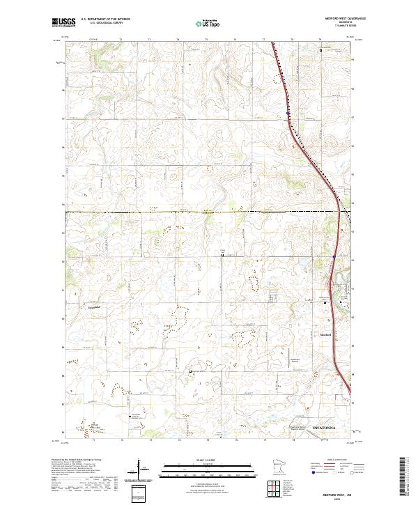 Medford West, MN — USGS 7.5-minute topo (2022)