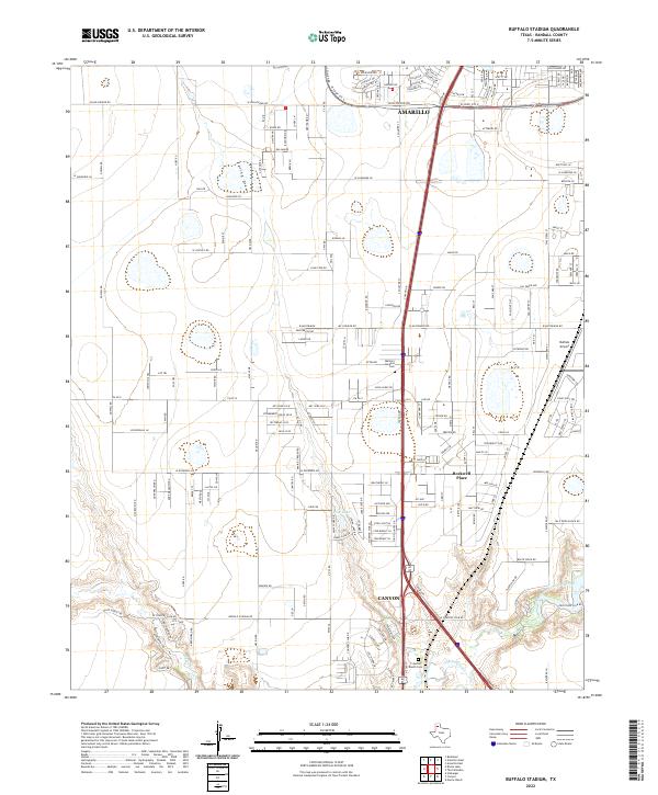 Buffalo Stadium, TX — USGS 7.5-minute topo (2022)