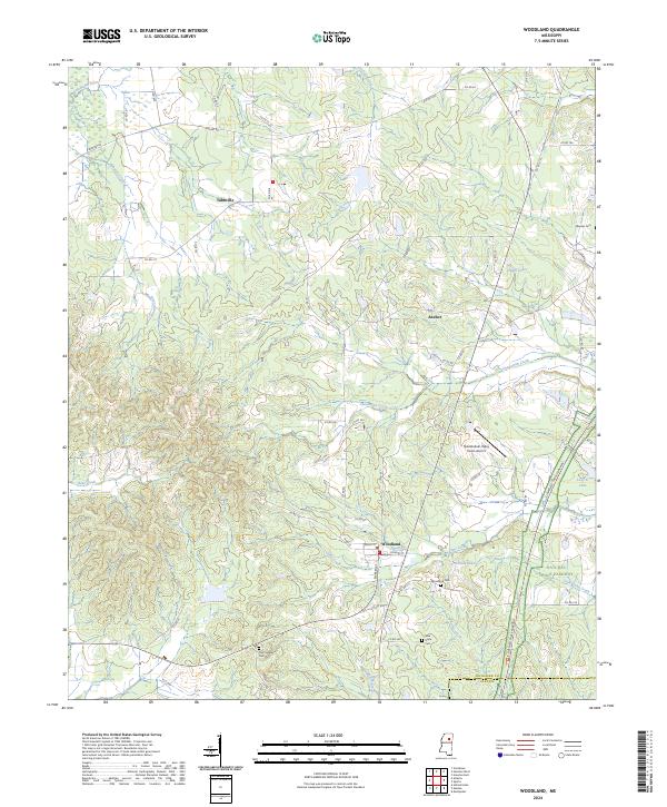 Woodland, MS — USGS 7.5-minute topo (2024)
