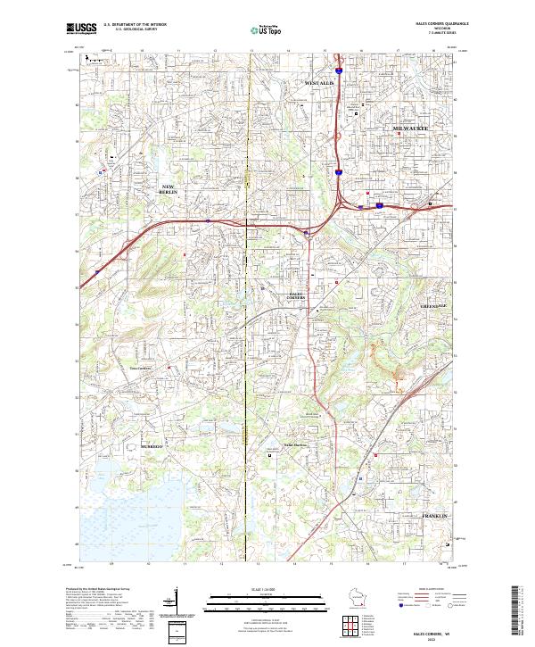 Hales Corners, WI — USGS 7.5-minute topo (2022)