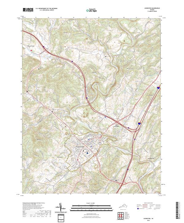 Lexington, VA — USGS 7.5-minute topo (2022)