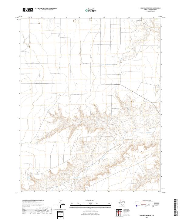 Coldwater Creek, TX — USGS 7.5-minute topo (2022)