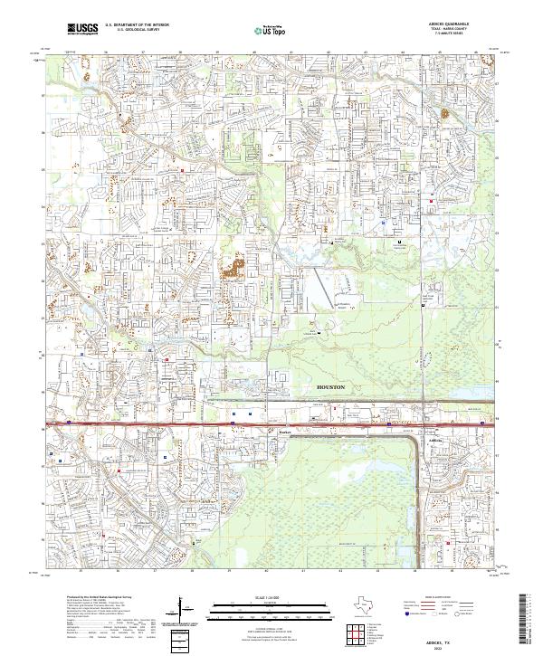 Addicks, TX — USGS 7.5-minute topo (2022)