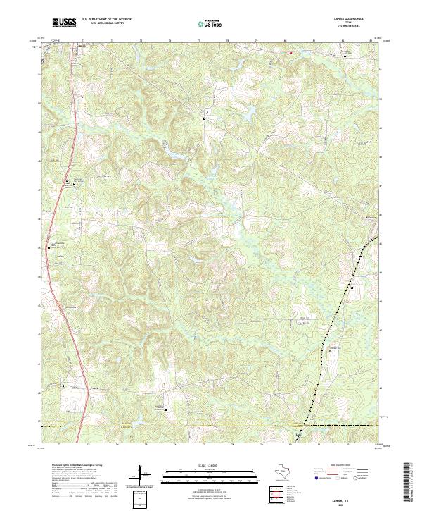 Lanier, TX — USGS 7.5-minute topo (2022)