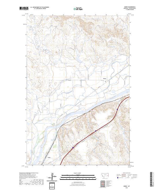 Kinsey, MT — USGS 7.5-minute topo (2024)