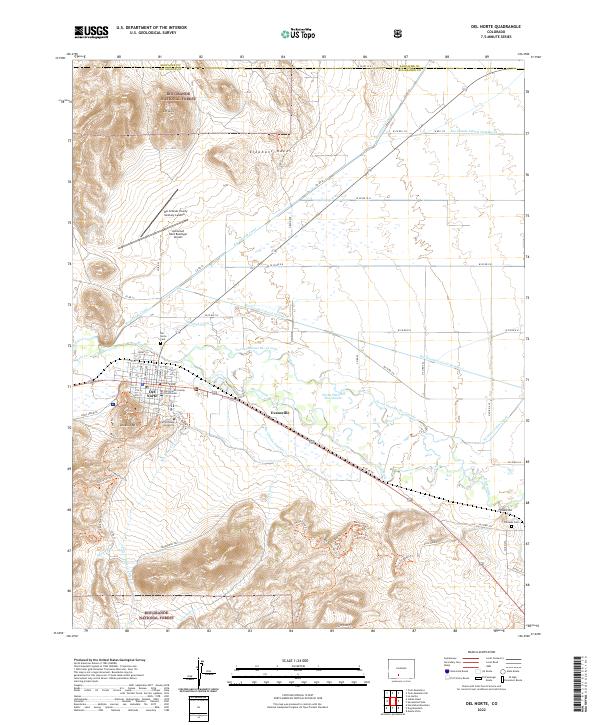 Del Norte, CO — USGS 7.5-minute topo (2022)