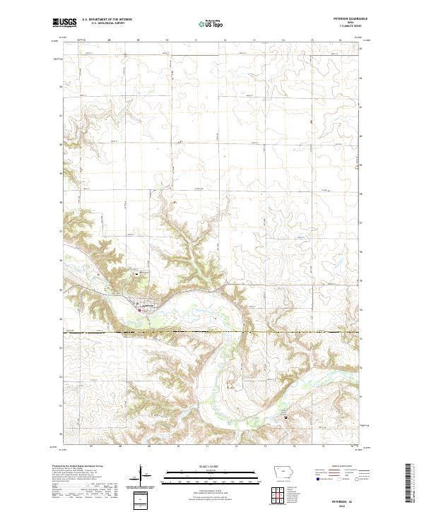 Peterson, IA — USGS 7.5-minute topo (2022)