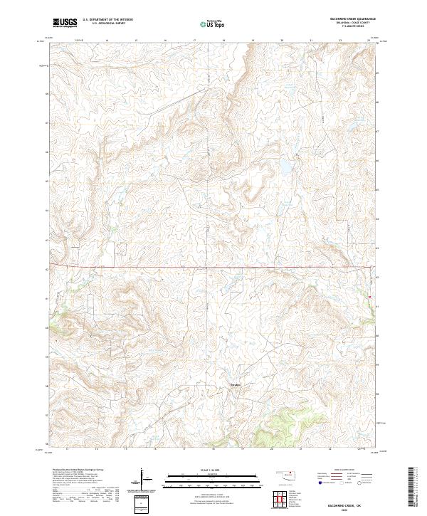 Baconrind Creek, OK — USGS 7.5-minute topo (2022)