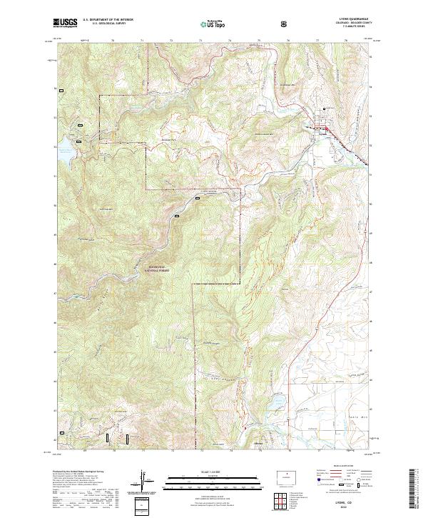 Lyons, CO — USGS 7.5-minute topo (2022)
