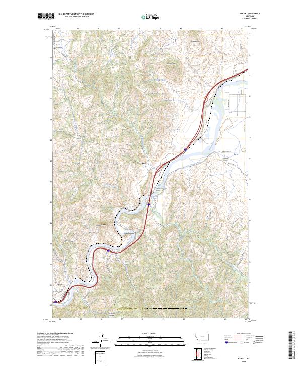 Hardy, MT — USGS 7.5-minute topo (2024)