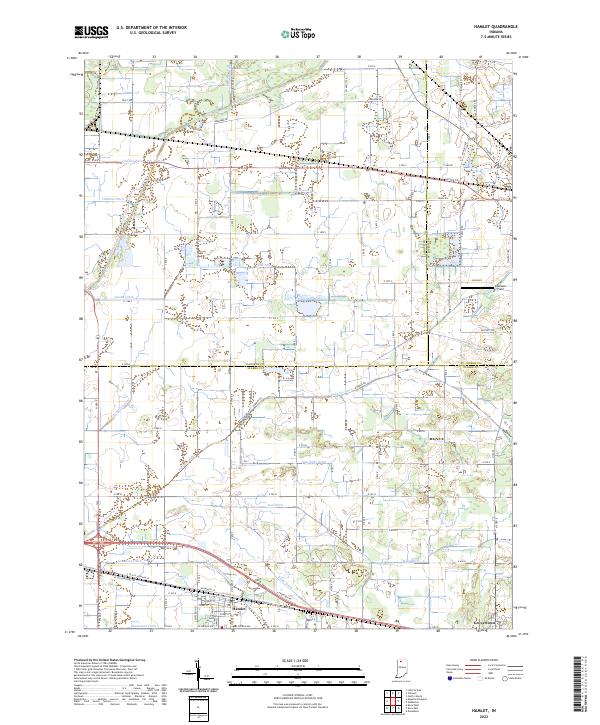 Hamlet, IN — USGS 7.5-minute topo (2022)