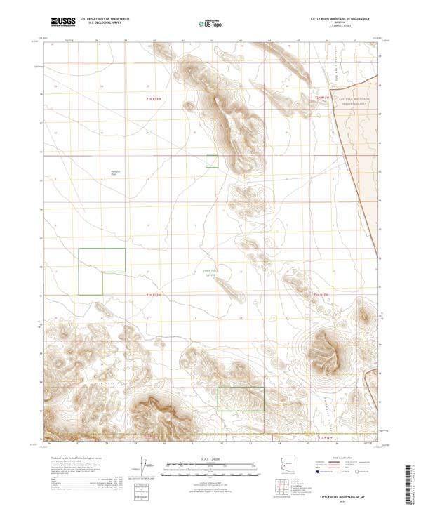 Little Horn Mountains NE, AZ — USGS 7.5-minute topo (2026)