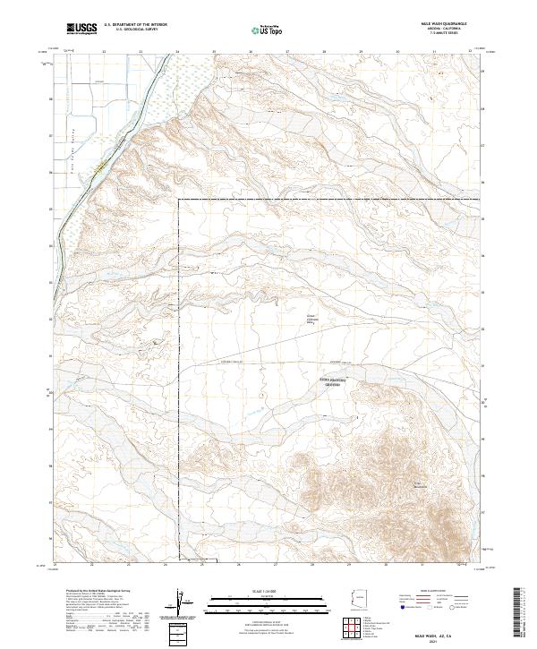Mule Wash, AZ-CA — USGS 7.5-minute topo (2021)