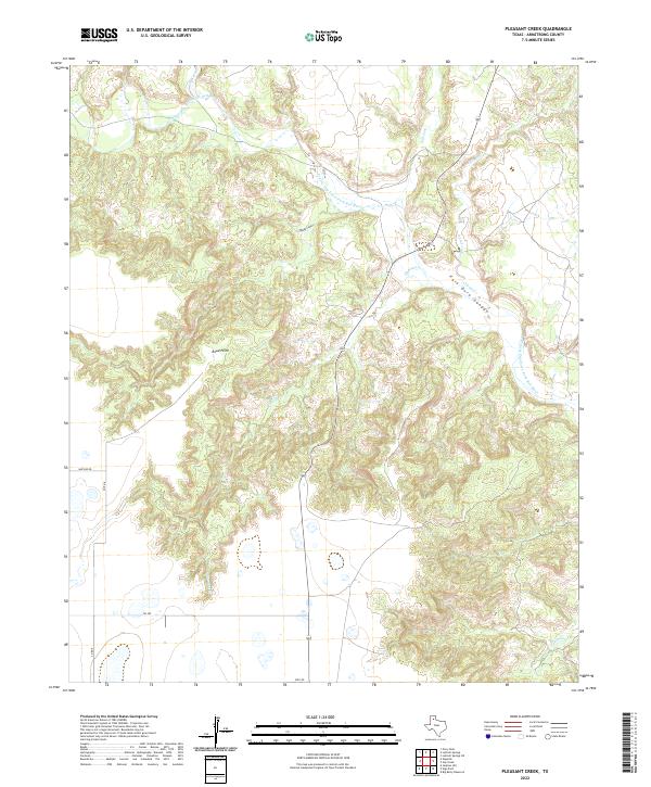 Pleasant Creek, TX — USGS 7.5-minute topo (2022)