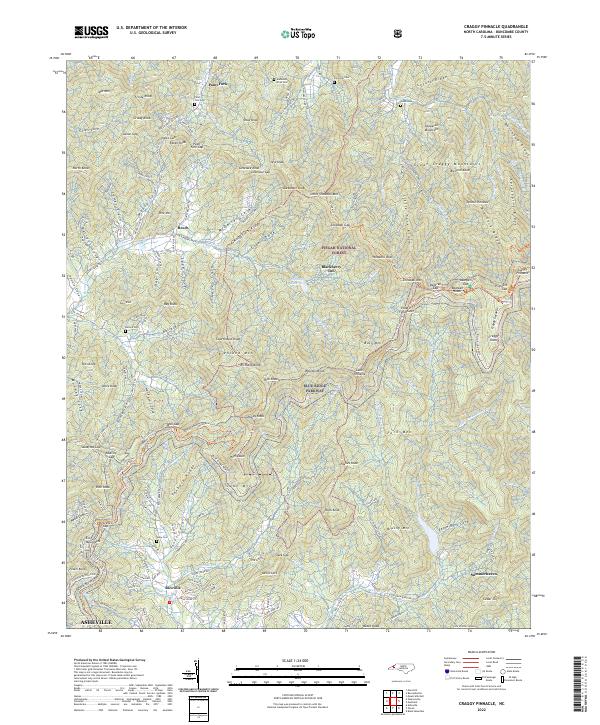 Craggy Pinnacle, NC — USGS 7.5-minute topo (2022)