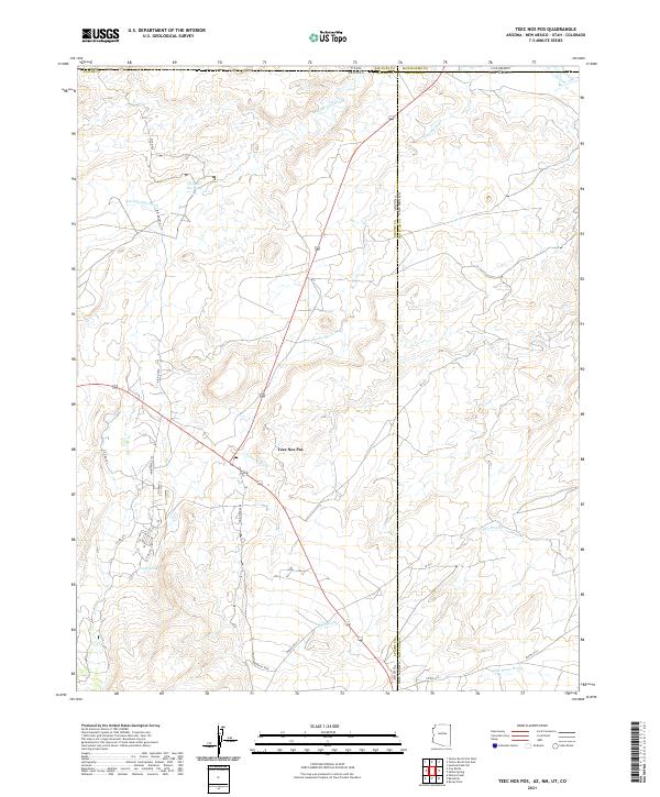 Teec Nos Pos, AZ-NM-UT-CO — USGS 7.5-minute topo (2021)