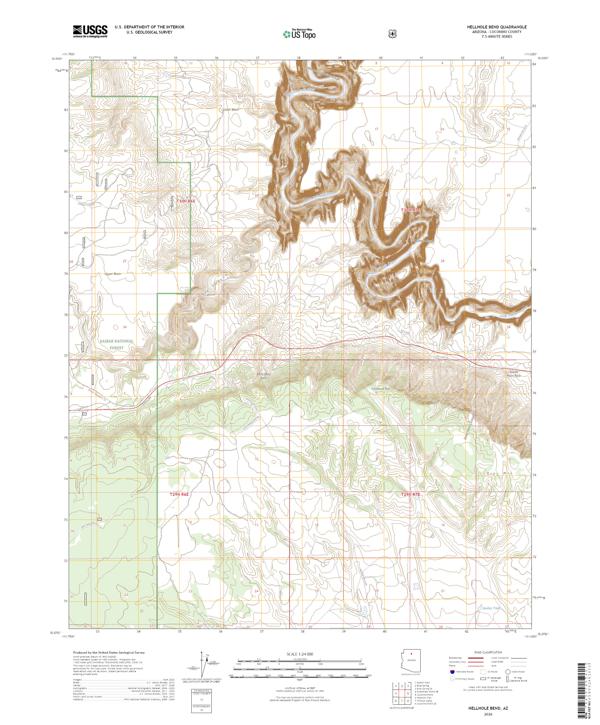 Hellhole Bend, AZ — USGS 7.5-minute topo (2026)