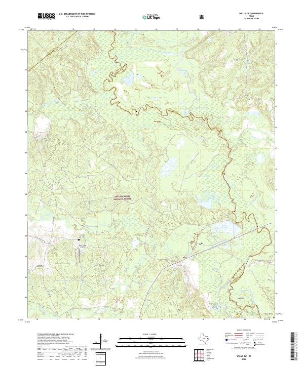 Wells SW, TX — USGS 7.5-minute topo (2022)