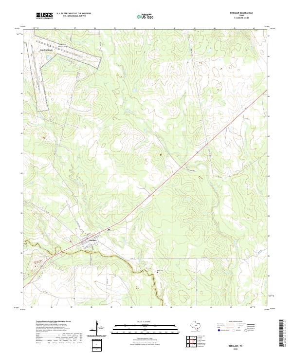 Berclair, TX — USGS 7.5-minute topo (2022)