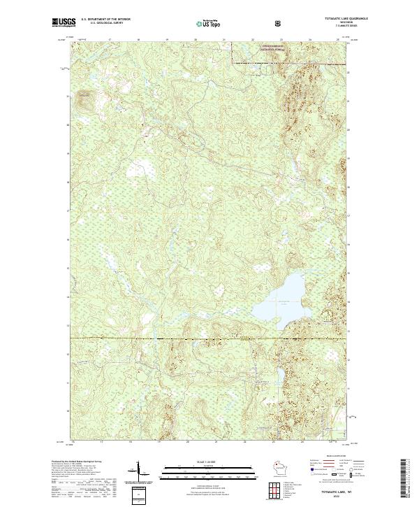 Totagatic Lake, WI — USGS 7.5-minute topo (2022)