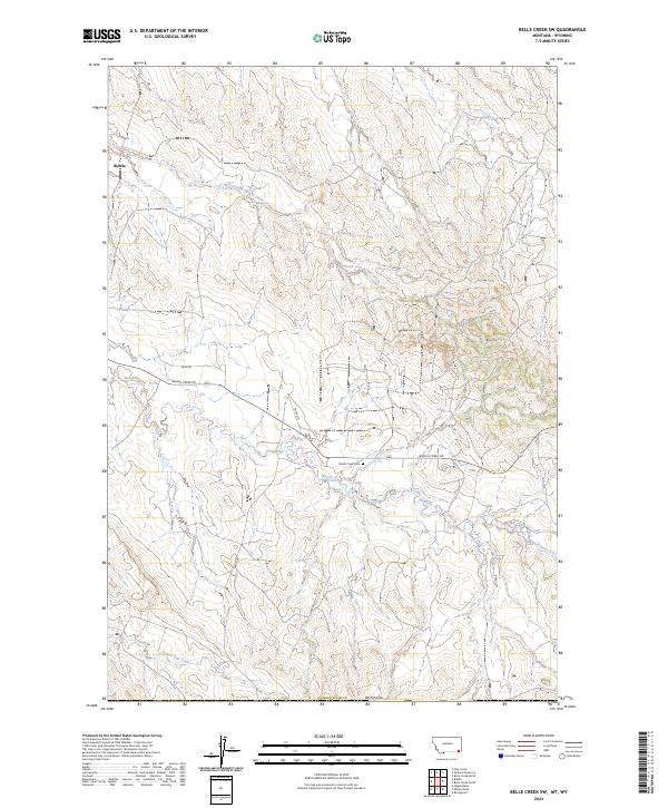 Belle Creek SW, MT-WY — USGS 7.5-minute topo (2024)