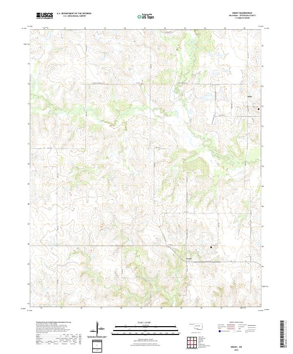 Grady, OK — USGS 7.5-minute topo (2022)