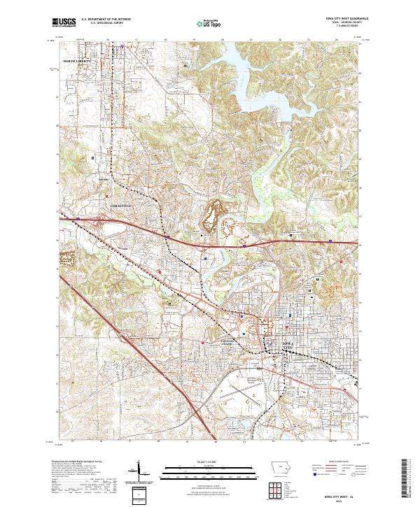 Iowa City West, IA — USGS 7.5-minute topo (2022)