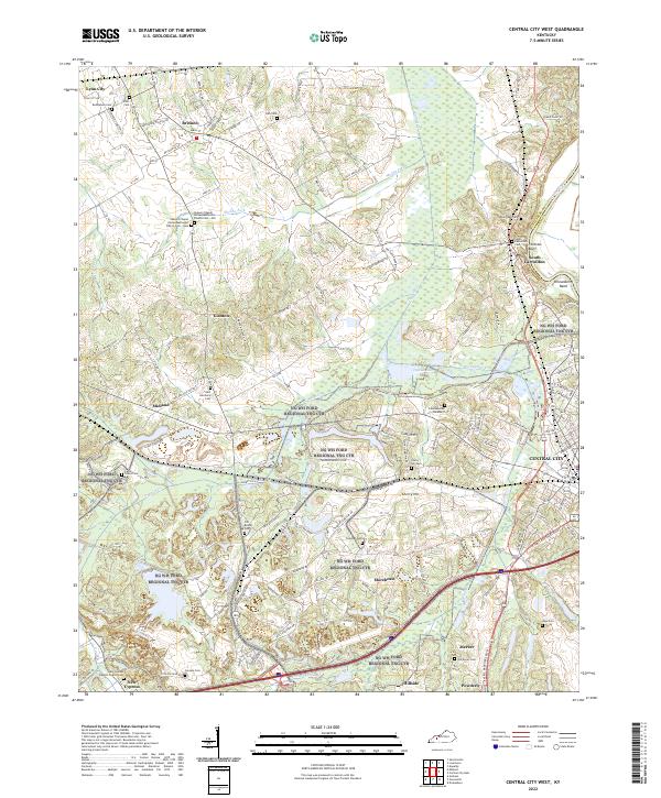 Central City West, KY — USGS 7.5-minute topo (2022)