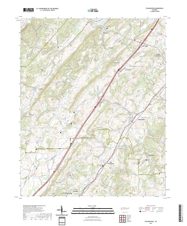 Philadelphia, TN — USGS 7.5-minute topo (2022)