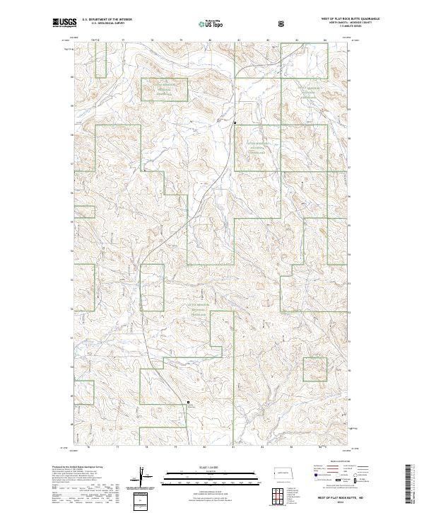 West of Flat Rock Butte, ND — USGS 7.5-minute topo (2024)