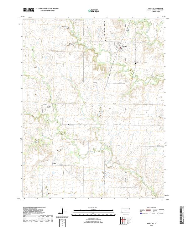 Hamilton, KS — USGS 7.5-minute topo (2022)