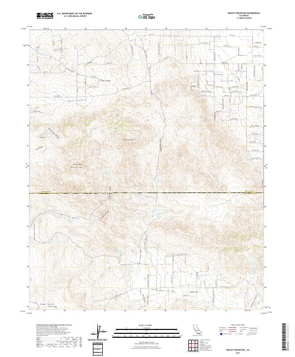 Beauty Mountain, CA — USGS 7.5-minute topo (2021)