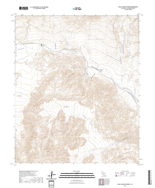 Agua Caliente Springs, CA — USGS 7.5-minute topo (2023)