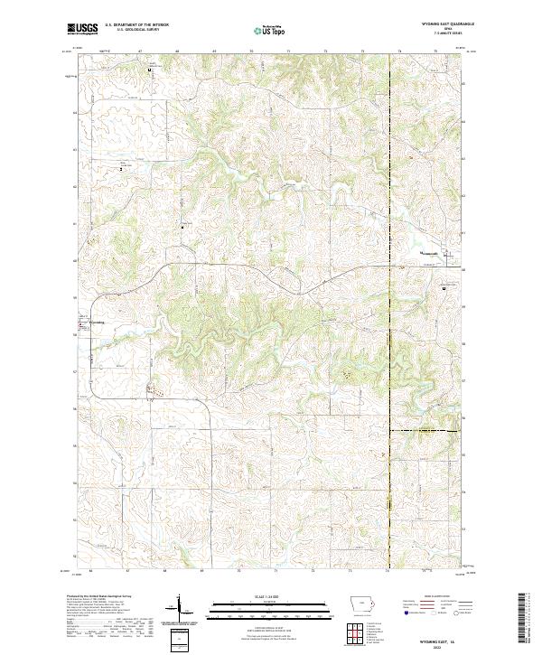 Wyoming East, IA — USGS 7.5-minute topo (2022)