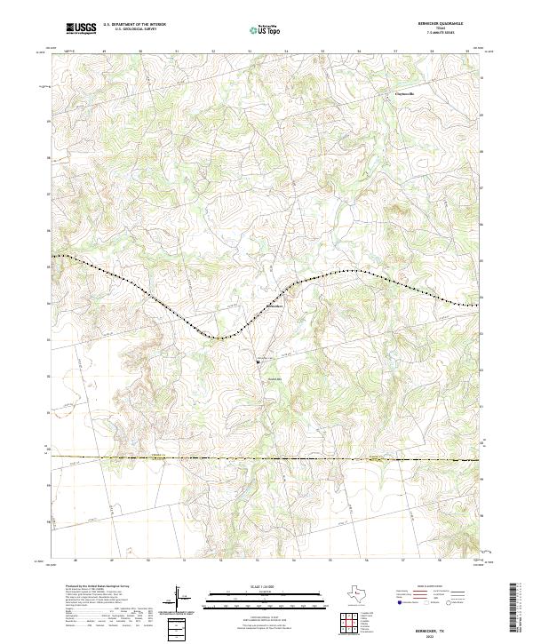 Bernecker, TX — USGS 7.5-minute topo (2022)