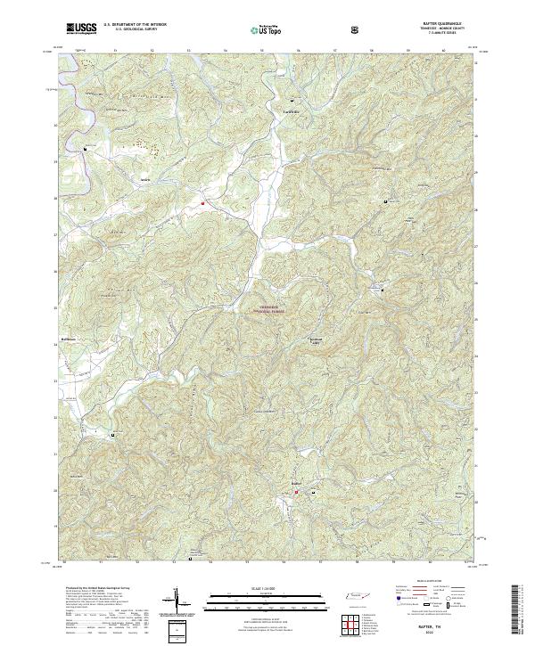Rafter, TN — USGS 7.5-minute topo (2022)