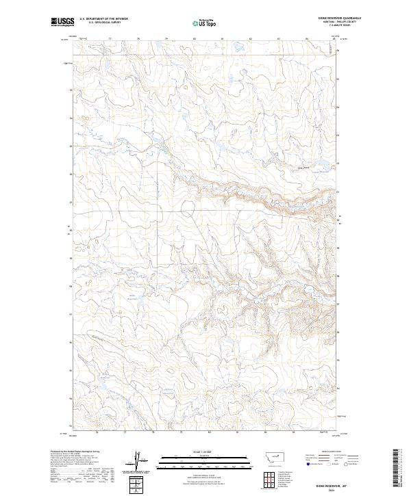 Dione Reservoir, MT — USGS 7.5-minute topo (2024)