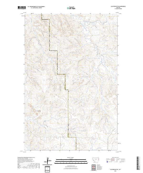 Cluster Buttes, MT — USGS 7.5-minute topo (2024)