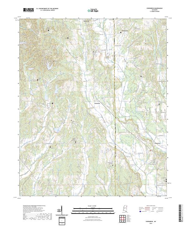 Evergreen, MS — USGS 7.5-minute topo (2024)
