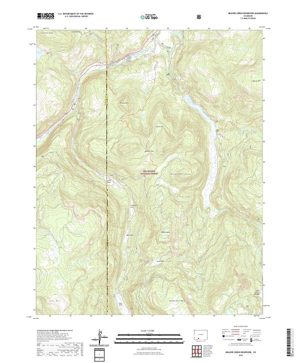 Beaver Creek Reservoir, CO — USGS 7.5-minute topo (2022)