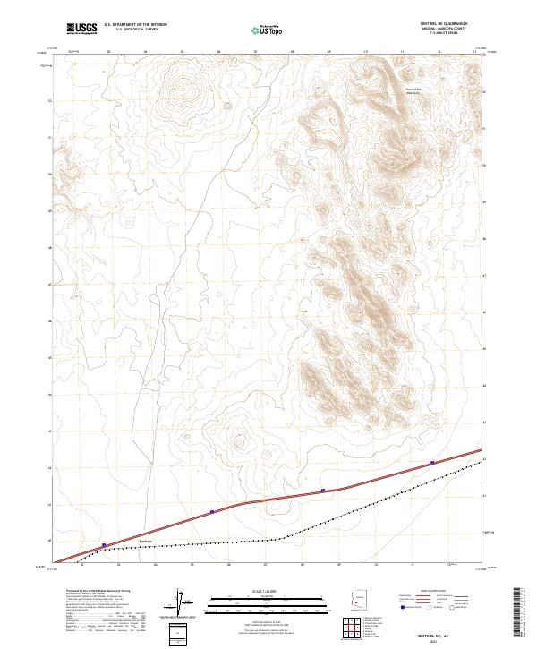 Sentinel NE, AZ — USGS 7.5-minute topo (2021)