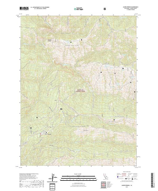 Alder Springs, CA — USGS 7.5-minute topo (2021)