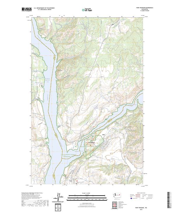 Fort Spokane, WA — USGS 7.5-minute topo (2023)